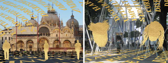 Shades of Absence: 'Public Voids'/Piazza San Marco (left), 'Outside/Inside'/Venice Giardini (right), 2011-2016, Tamiko Thiel, augmented reality, © Tamiko Thiel.